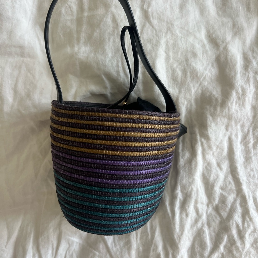 Cesta Collective Brown and Purple Woven Shoulder Bag with Textured Design